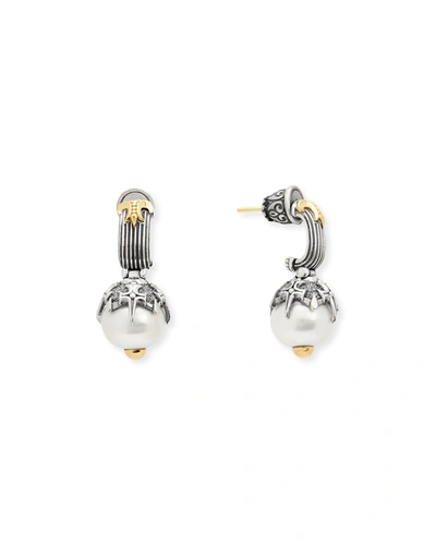 Konstantino Delos Two-tone Pearl Drop Earrings In Silver