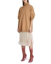 DRIES VAN NOTEN DRAPED SEQUIN SKIRT W/ MARABOU FEATHER TRIM,PROD245560398