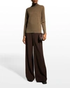 Lafayette 148 Metallic Trim Cashmere Turtleneck Sweater In Woodland Green Mu