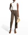 Re/done Brown Comfort Stretch Ultra High Rise 70s Stove Pipe Jeans In Washed Chocolate