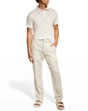 Onia Men's Solid Linen Polo Shirt In White