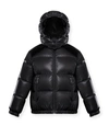MONCLER GIRL'S CHOUELLE LAQUE LOGO QUILTED HOODED PUFFER JACKET,PROD244710045
