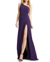 Mac Duggal One Shoulder Ruched Jersey Evening Gown In Midnight