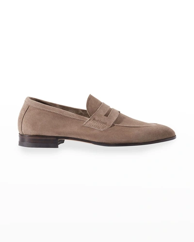 Paul Stuart Men's Macao Ii Suede Penny Loafers In Taupe