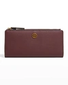 Tory Burch Walker Leather Slim Zip Wallet In Dark Rhubarb