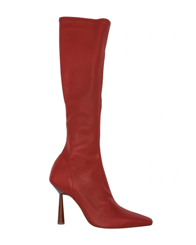 Gia/rhw Rosie 100mm Stretch Faux Knee Boots In Deep Red