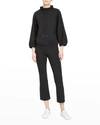 Theory Drawstring Double-knit Top In Blacknavy
