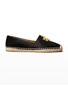 Tory Burch Eleanor Leather Medallion Loafer Espadrilles In Perfect Black