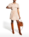 See By Chloé Ruffled Floral-print Crepe De Chine Mini Dress In Multicolor Pink 1