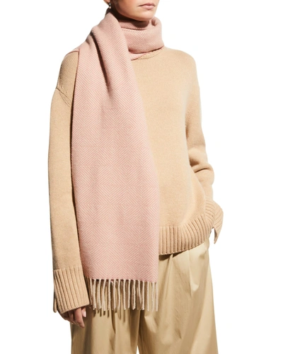 Loro Piana Fringe Cashmere Scarf In Dusty Pink