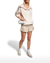 A.l.c Connor Collared Fleece Sweatshirt In Pink Tint