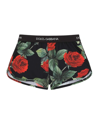 Dolce & Gabbana Kids' Girls' Rose Print Beach Shorts