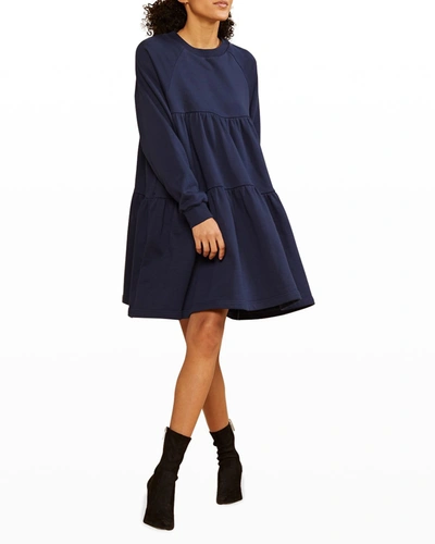 Cynthia Rowley Vail Long-sleeve Sweatshirt Dress In Navy