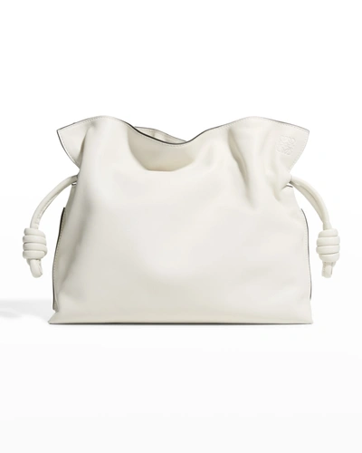 Loewe Flamenco Drawstring Knot Clutch Bag In Soft White