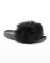 Patricia Green Foxy Pom Slippers In Natural Brown