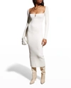 Galvan Freya Ribbed Midi Dress In White