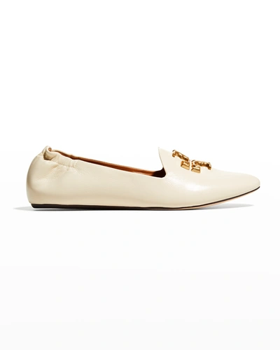 Tory Burch Eleanor Leather Medallion Loafers In New Cream
