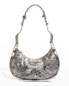 Balenciaga Cagole Xs Metallic Stud Hobo Shoulder Bag In 8103 Silver