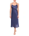 Everyday Ritual Sloan T-back Satin Nightgown In Saphire