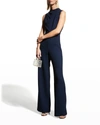 Black Halo Corrine High-neck Sleeveless Jumpsuit In Bluestone