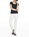 Lafayette 148 Plus-size Swiss Cotton Rib Scoop Neck Tee In Black