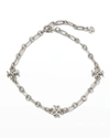 Tory Burch Roxanne Silver-plated Cubic Zirconia Chain Bracelet In Shiny Pewter