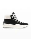 Sorel Out 'n About Iii Conquest Faux Shearling-lined Suede Ankle Boots In Black Sea Salt