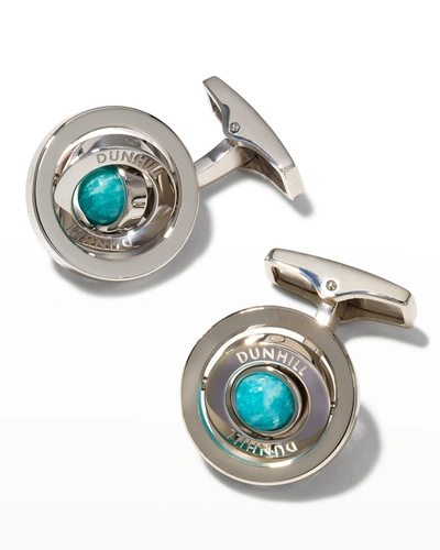 Dunhill Turquoise And Steel Cufflinks In Silver