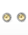 Lagos 18k Yellow Gold & Sterling Silver High Bar Round Framed Stud Earrings In Two Tone