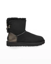 Ugg Mini Bailey Bow Ii Genuine Shearling Bootie In Black