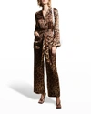 Dolce & Gabbana Belted Leopard-print Pajama Shirt In Lghbrowprt