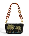 Staud Tommy Leather-trimmed Beaded Shoulder Bag In Palm