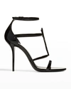 Saint Laurent Cassandra Logo-embellished Patent-leather Sandals In Nero