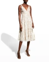 Dress The Population Women's Elisa Floral-embroidered Midi Dress In White/gold