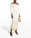 Khaite Womens Ivory Lydia Ruched Stretch-woven Midi Dress S In Ivory