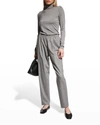Lafayette 148 Veda Jersey Turtleneck Top In Nickel Melange