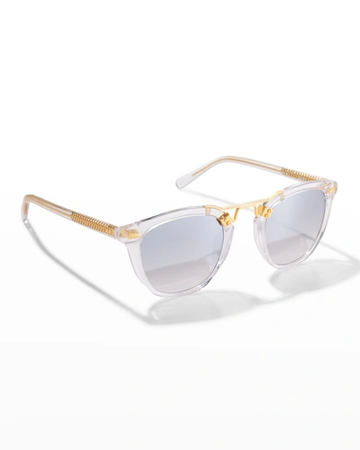 Krewe Beau Square Acetate Sunglasses In Crystal Mirrored