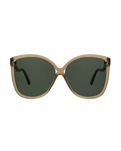 Illesteva Nancy Acetate Butterfly Sunglasses In Olive