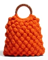 Gedebe Sachet Crochet Wool Ring Top-handle Bag In Orange