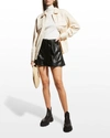 Simkhai Mari Vegan Leather Tie Waist Short In Black