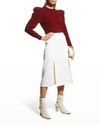 Frame Pleated-sleeve Cashmere Sweater In Oxblood