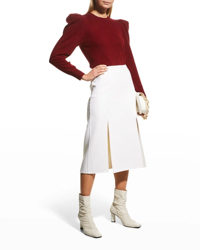 Frame Pleated-sleeve Cashmere Sweater In Oxblood