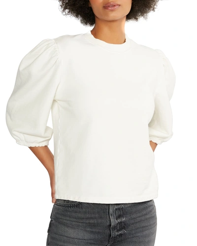 Etica Marie Puff-sleeve Sweatshirt In White