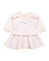 GIVENCHY GIRL'S FLOCKED COTTON-FLEECE SHADOW LOGO DRESS,PROD246350020