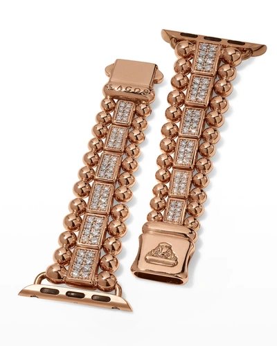 Lagos Smart Caviar 18k Rose Gold Full Diamond Apple Watch Bracelet, 38-44mm