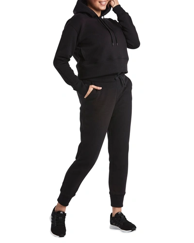 Public Rec Luxe Fleece Cropped Hoodie In Black