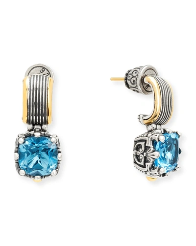 Konstantino Delos Two-tone Swiss Blue Topaz Drop Earrings In Silver