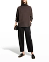 Eileen Fisher Funnel-neck Stretch Ponte Box Top In Espresso