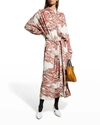 Proenza Schouler Printed Crepe Maxi Shirt Dress In Red Multi