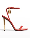 Tom Ford Lock 105mm Velvet Ankle-strap Sandals In Poppy